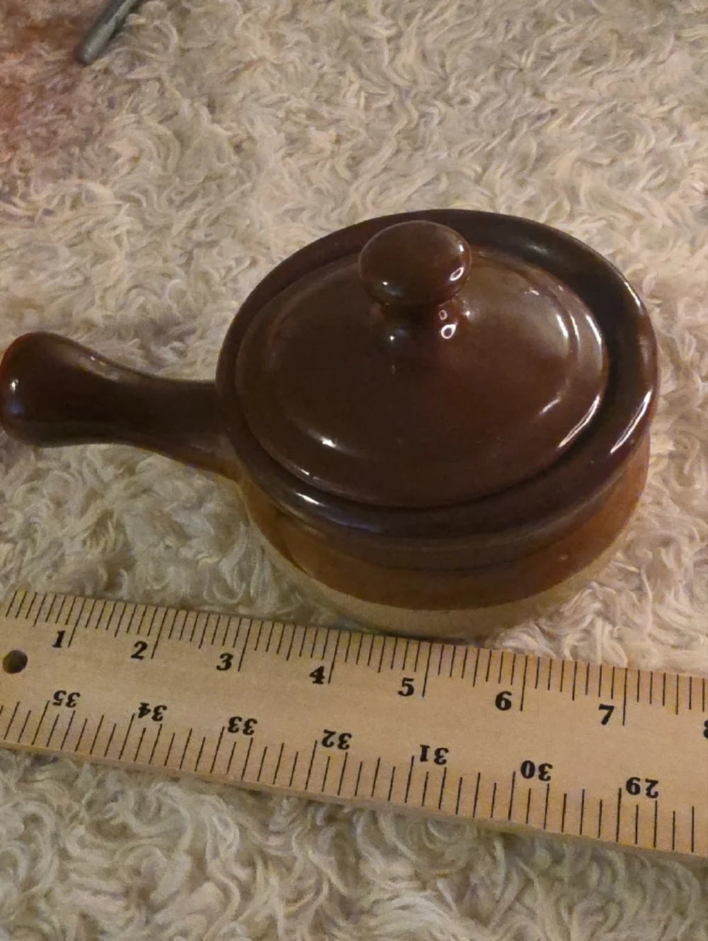 Brown Ceramic Covered Saucepan with Handle - Classic Kitchen Serving Pot